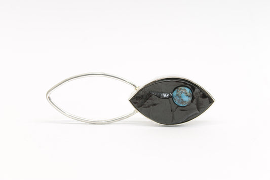 Broche azabache con turquesa