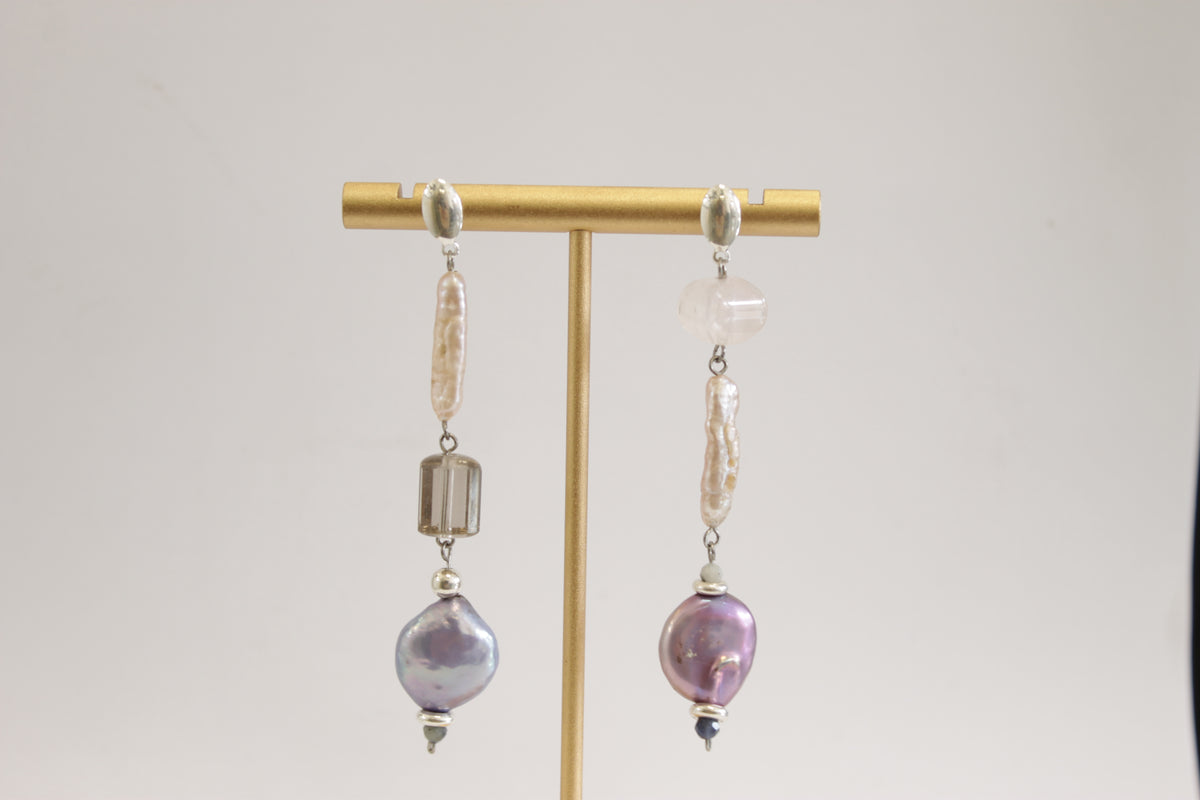 Pendientes perlas y cuarzos