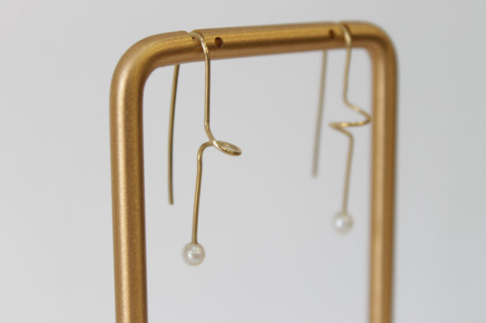 Pendientes hilo oro y perla